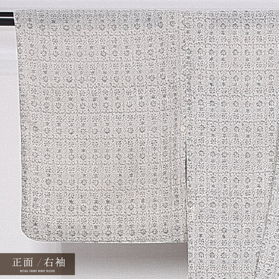 紬 身丈149cm 裄丈60.5cm XS 麻 Cランク 単衣 洗える着物 バチ衿 ちぢみ 創作 レトロ 1216-11239