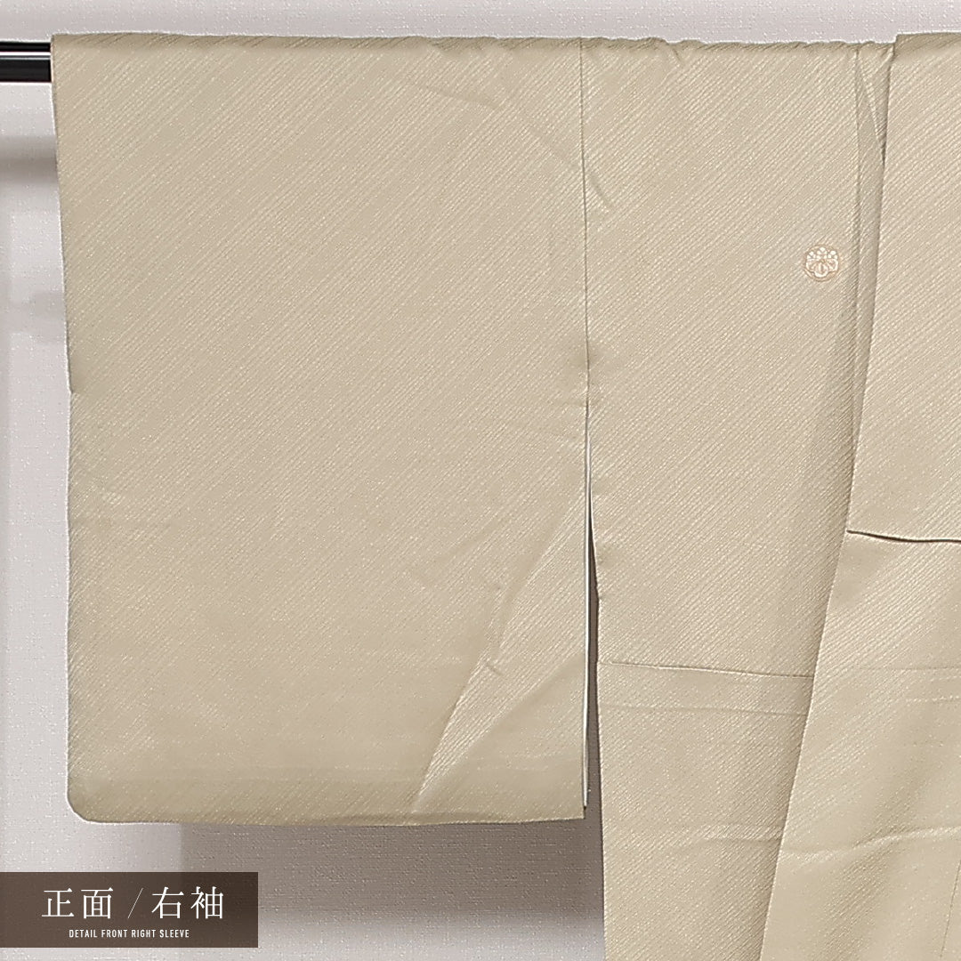色留袖 五つ紋 丸に五三桐 身丈165cm 裄丈65cm Bランク 正絹 袷 比翼 広衿 XL 刺繍 金駒刺繍 松 フォーマル 抽象的 優しい 金系 1211-F0557
