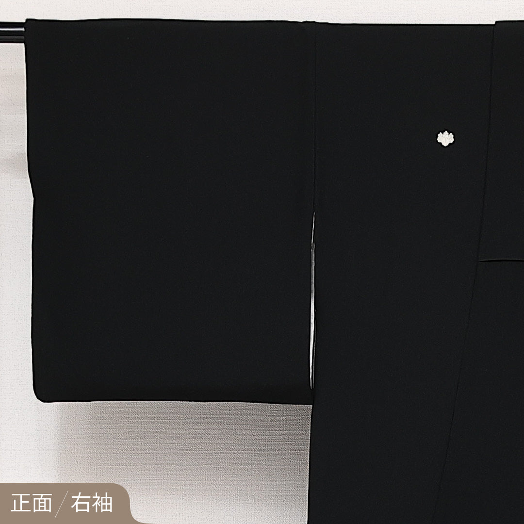 黒紋付 五つ紋 五三桐 身丈156cm 裄丈66.5cm Sランク 正絹 袷 広衿 M 無地 フォーマル シック 厳か 黒系 1299-F0610