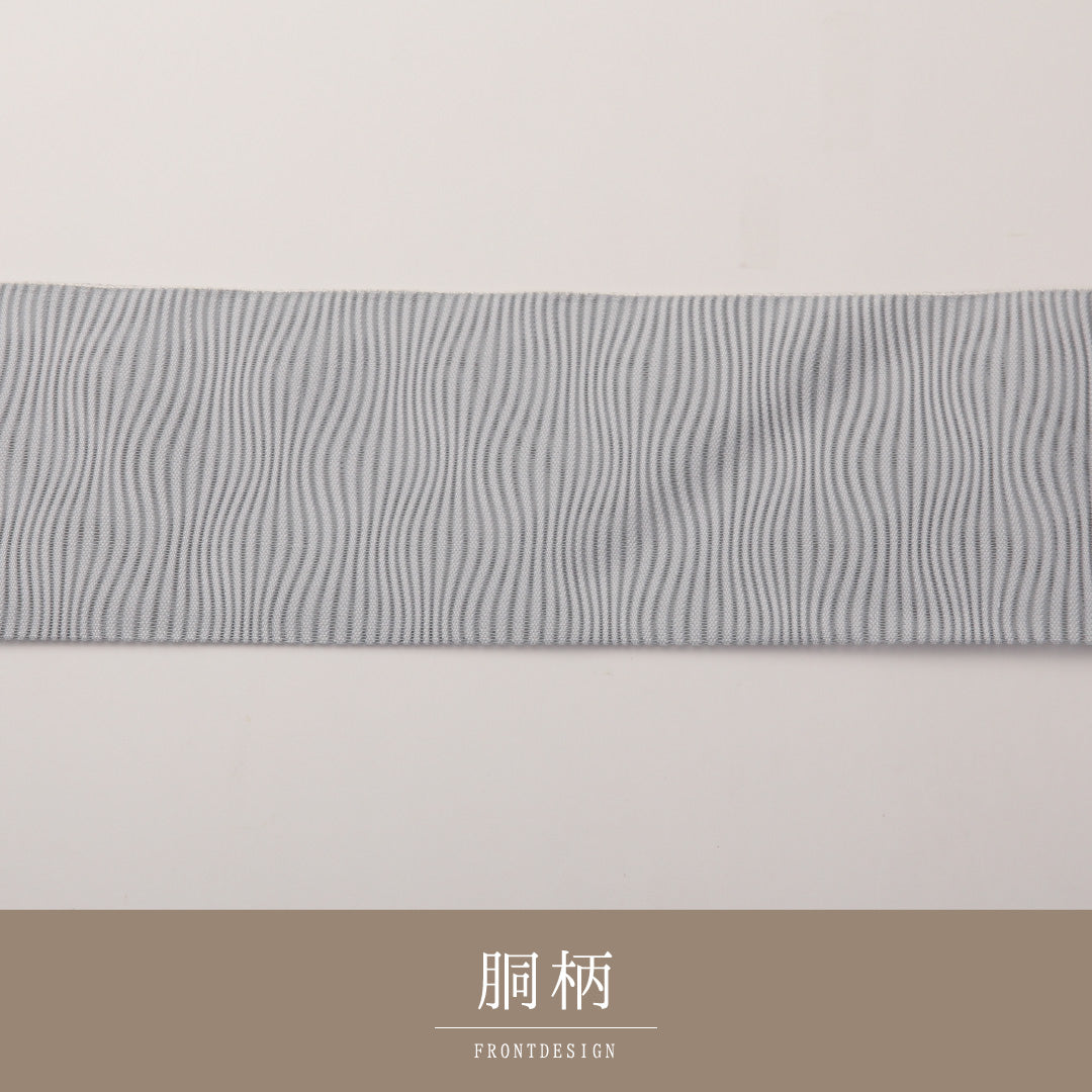 夏物 名古屋帯 全通 帯丈383cm カジュアル Aランク 正絹 絽 グレー系 1224-02294