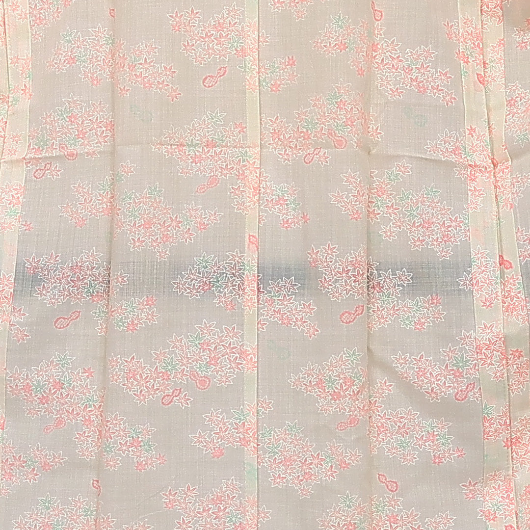 夏物 洗える着物 木綿の長襦袢 夏物 身丈125cm 裄丈62cm 木綿 Cランク Mサイズ 紅葉 瓢箪 クリーム系 RP 1239-14031