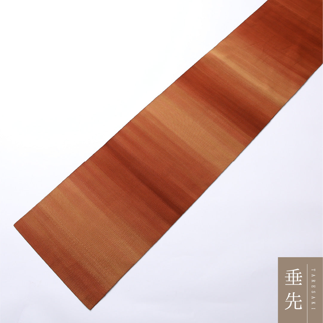 八寸名古屋帯 Aランク 帯丈359cm 正絹 全通 松葉仕立て 織り カジュアル 無地 朱系・茶系 LP 1245-02475