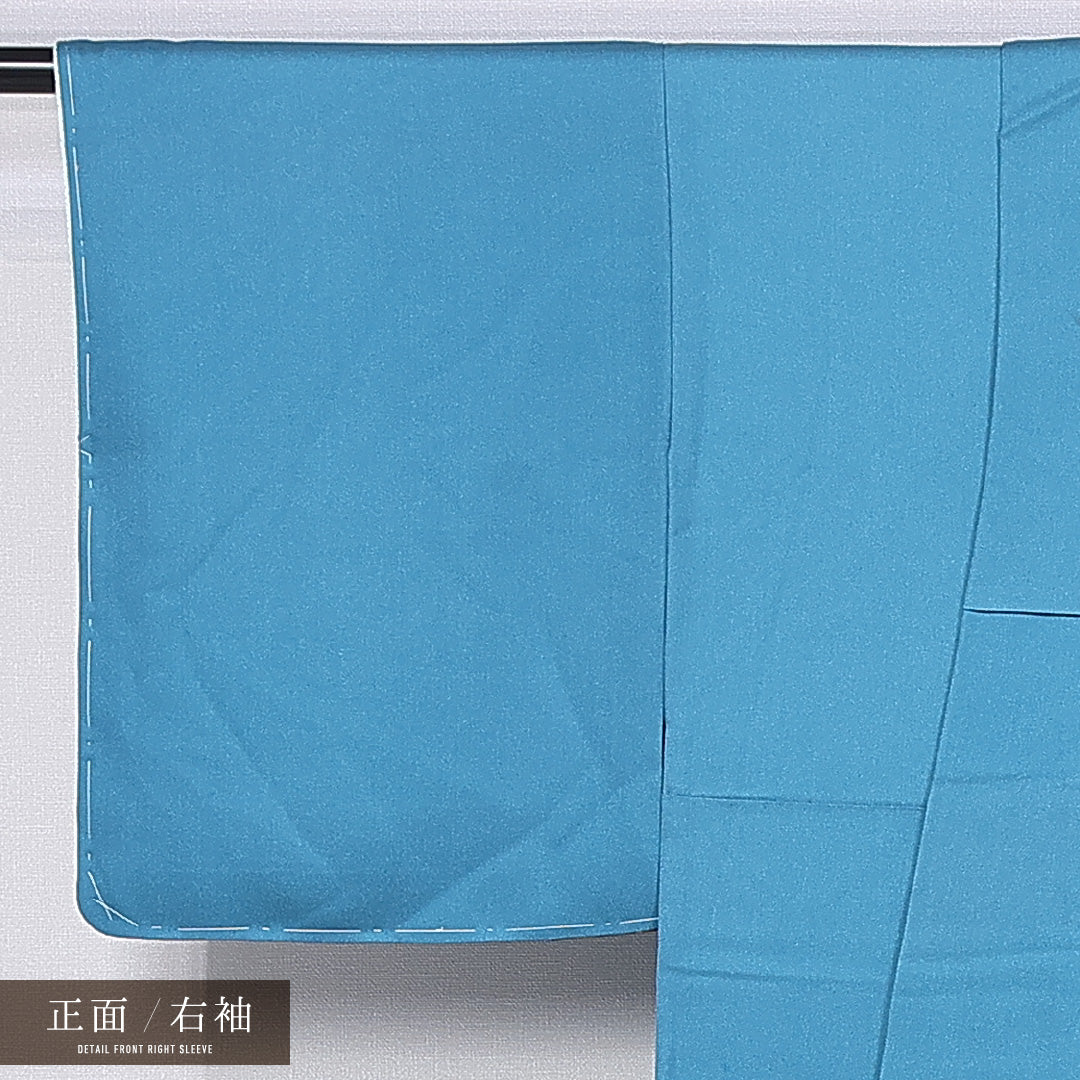 訪問着 袷 身丈153cm 裄丈62cm 正絹 Sランク セミフォーマル 広衿 Sサイズ ぼかし 金箔 刺繍 鶴 華やか 存在感 水色系 RP 1217-11200