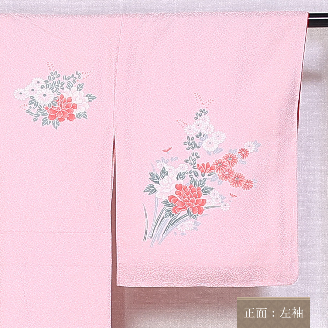 訪問着 身丈162cm 裄丈63.5cm Sランク 袷 正絹 広衿 牡丹 菊 1212-10142