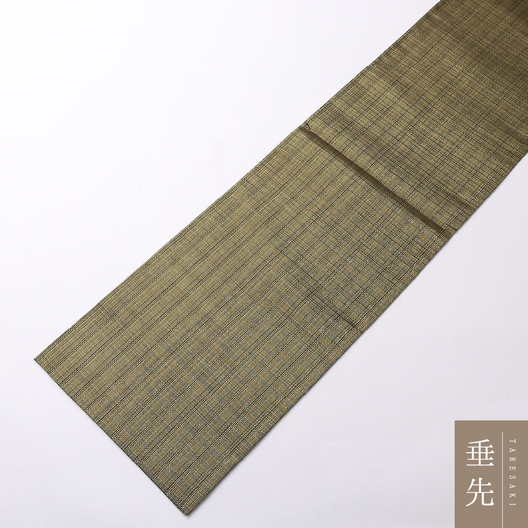 袋帯 帯丈452cm 六通 セミフォーマル Sランク ポリエステル 経錦 金箔 創作柄 モダン シンプル グレー系 1223-01522
