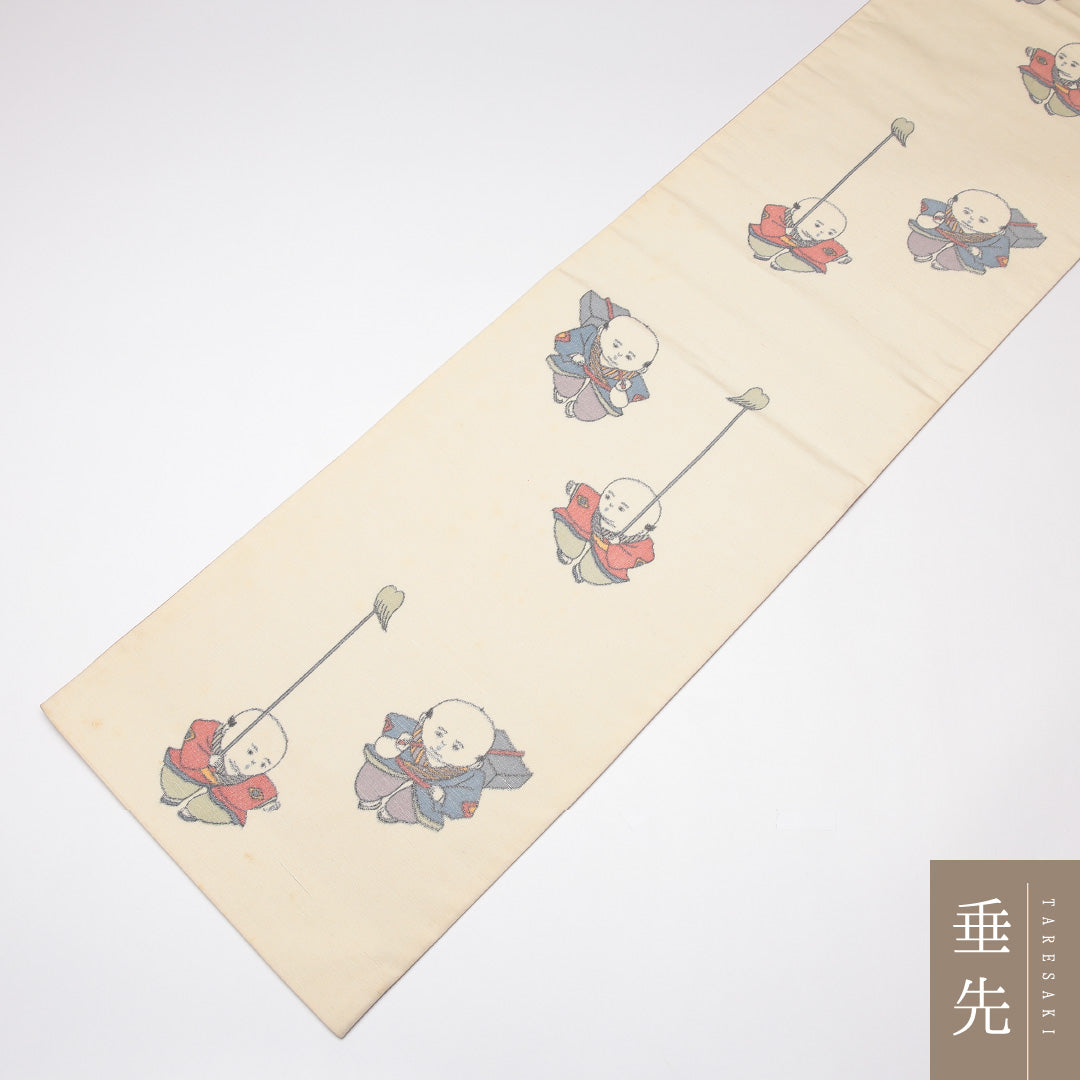 袋帯 帯丈434cm 正絹 ポイント柄 インフォーマル 人物 白系 1243-01267