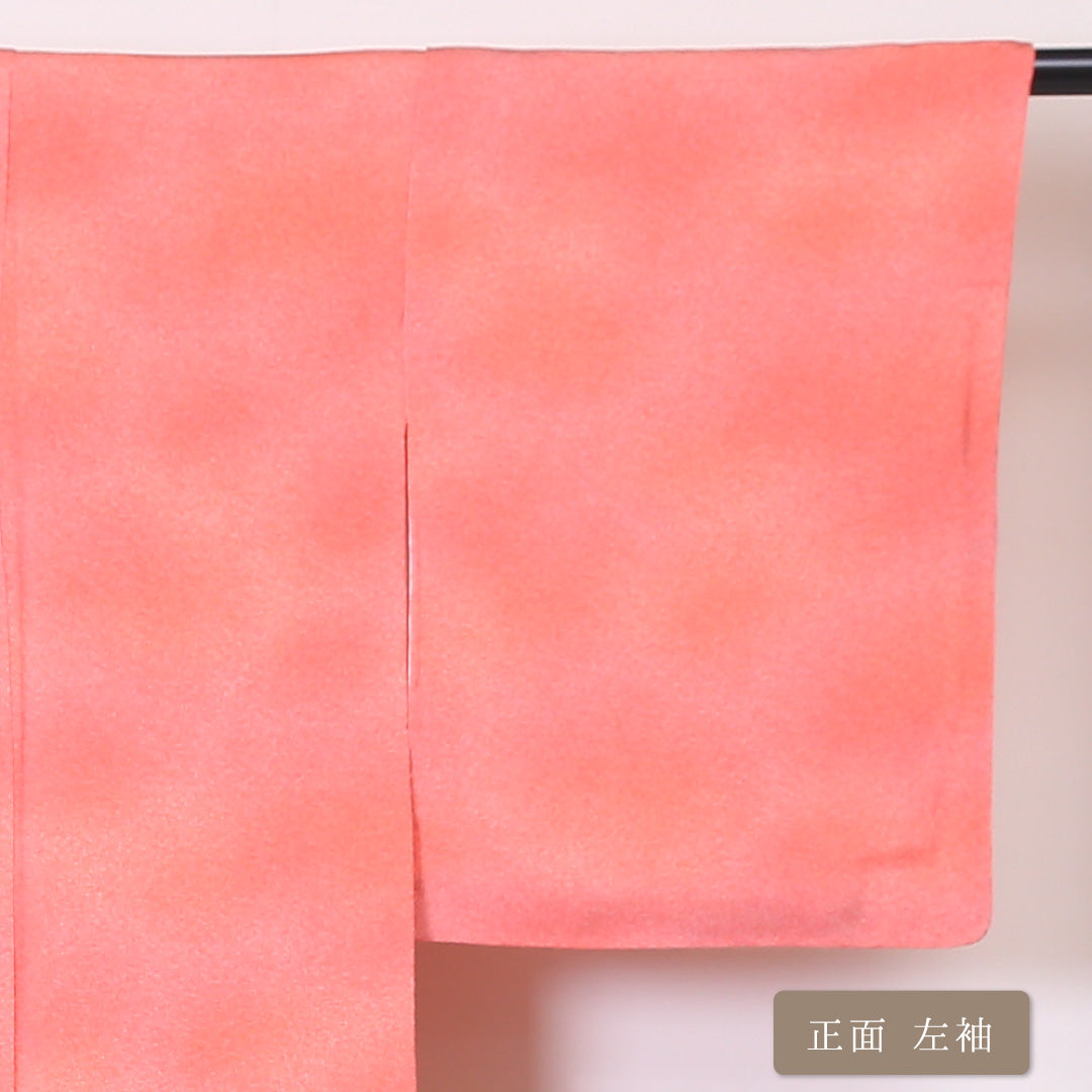色無地 袷 身丈155cm 裄63.5cm 正絹 ピンク系 Aランク ぼかし 作家物 落款 1214-00386-3313