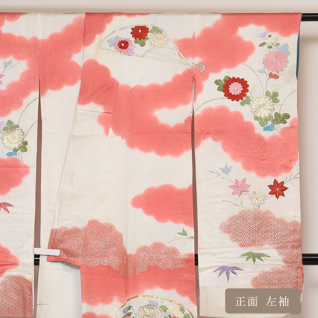 振袖 身丈160cm 裄丈64.5cm Cランク 袷 正絹 広衿 金駒刺繍 唐織 刺繍 1213-F0048
