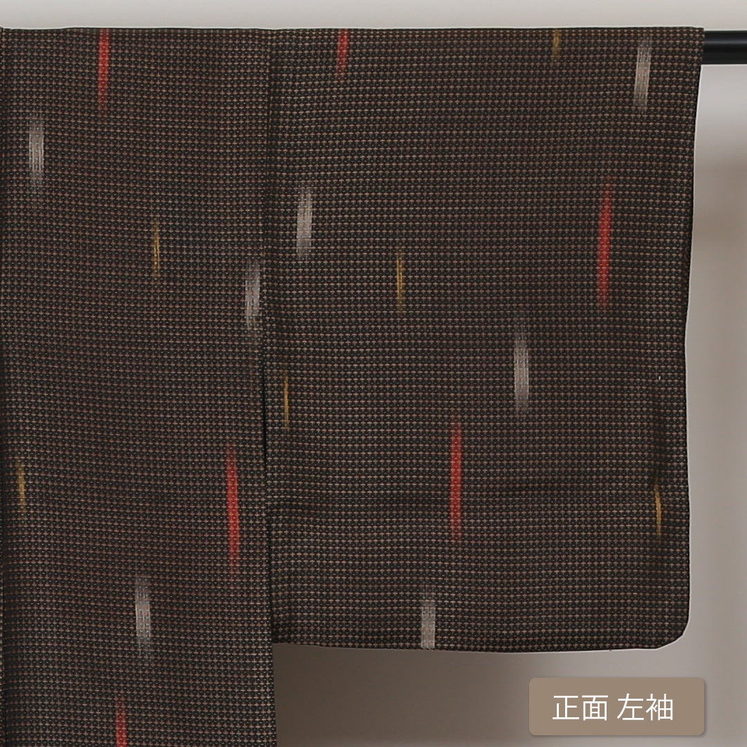 紬 夏紬 身丈146cm 裄62.5cm 正絹 茶系 Bランク 居敷当て 1216-00495-4114 1216-00495
