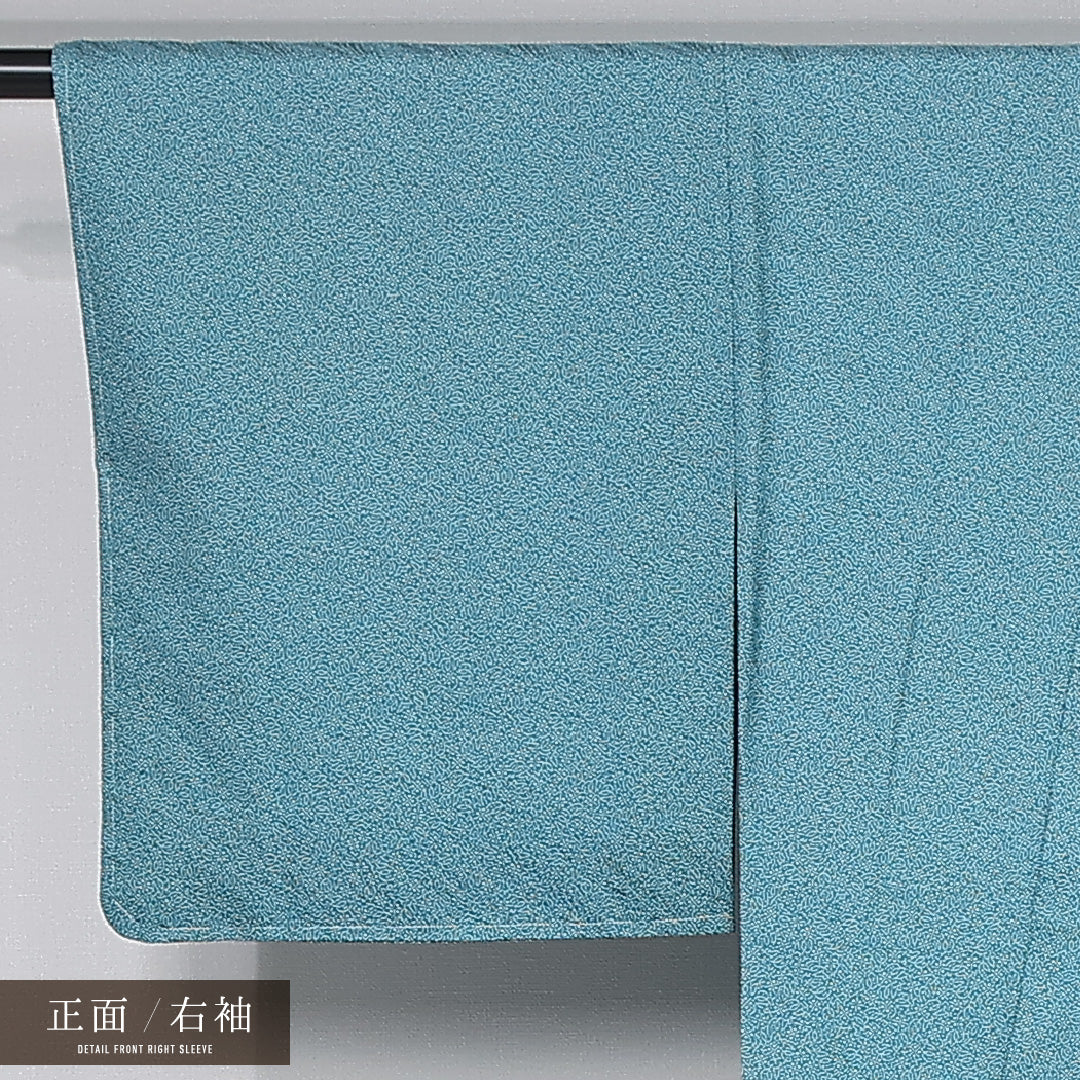 江戸小紋 身丈160cm 裄丈64.5cm Sランク L 正絹 袷 バチ衿 カジュアル 水色系 1262-12030