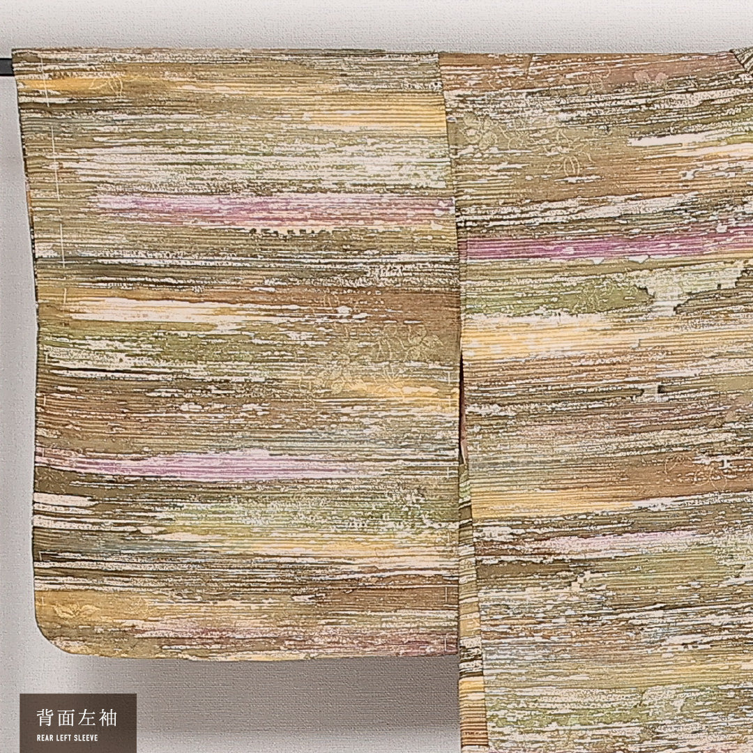 道行コート 袷 身丈70cm 裄丈66cm 正絹 Dランク インフォーマル Mサイズ 創作柄 緑系 LP 1237-13720