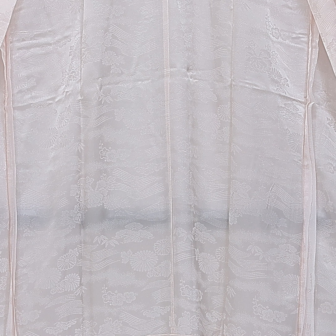 長襦袢 無双袖 身丈120cm 裄丈61cm 正絹 Sランク Sサイズ 菊 笹 ピンク系 RP 1239-14474
