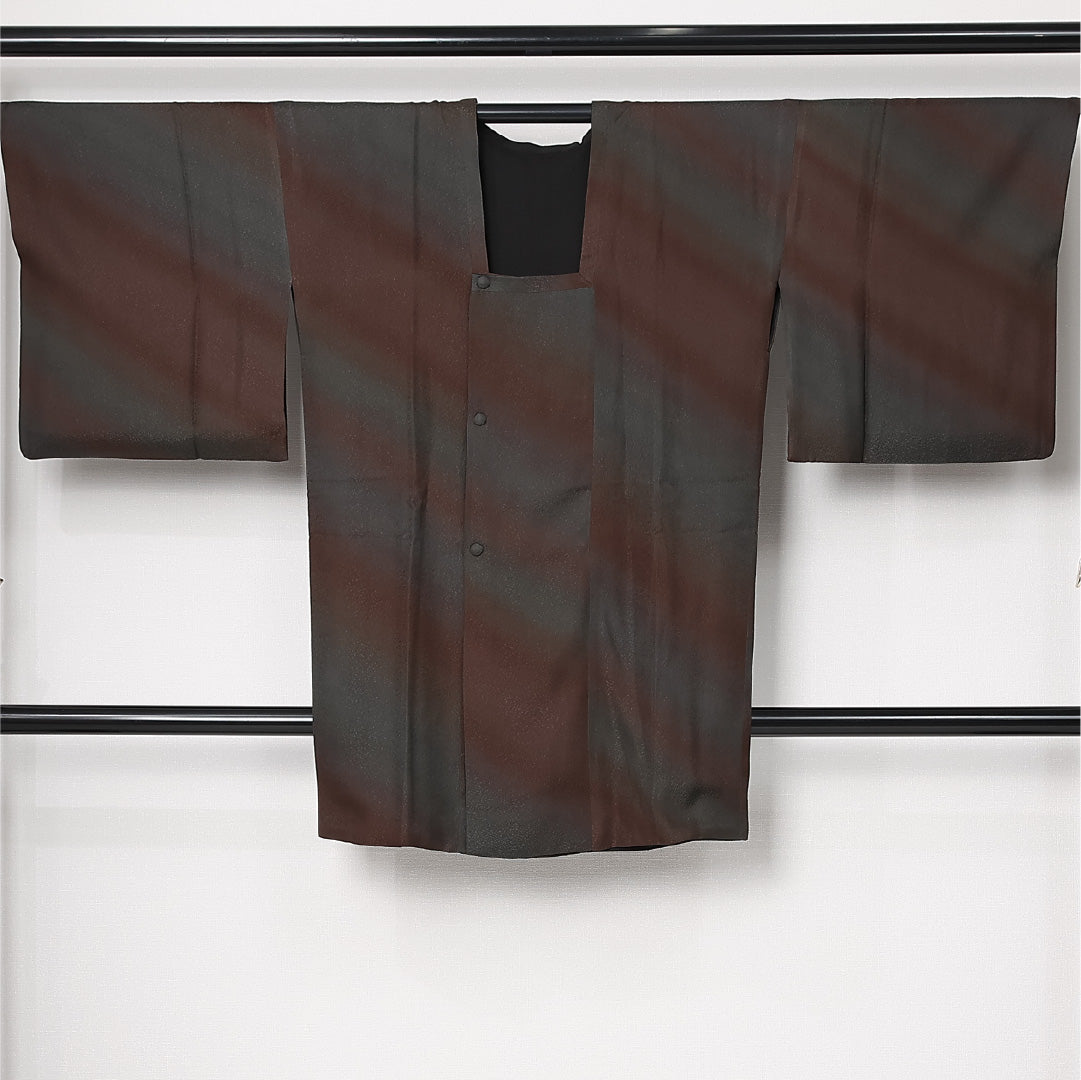 道行コート 袷 身丈94cm 裄丈68cm 正絹 Sランク セミフォーマル Lサイズ ポケットあり 創作柄 シック 粋 茶系 HP 1237-12892