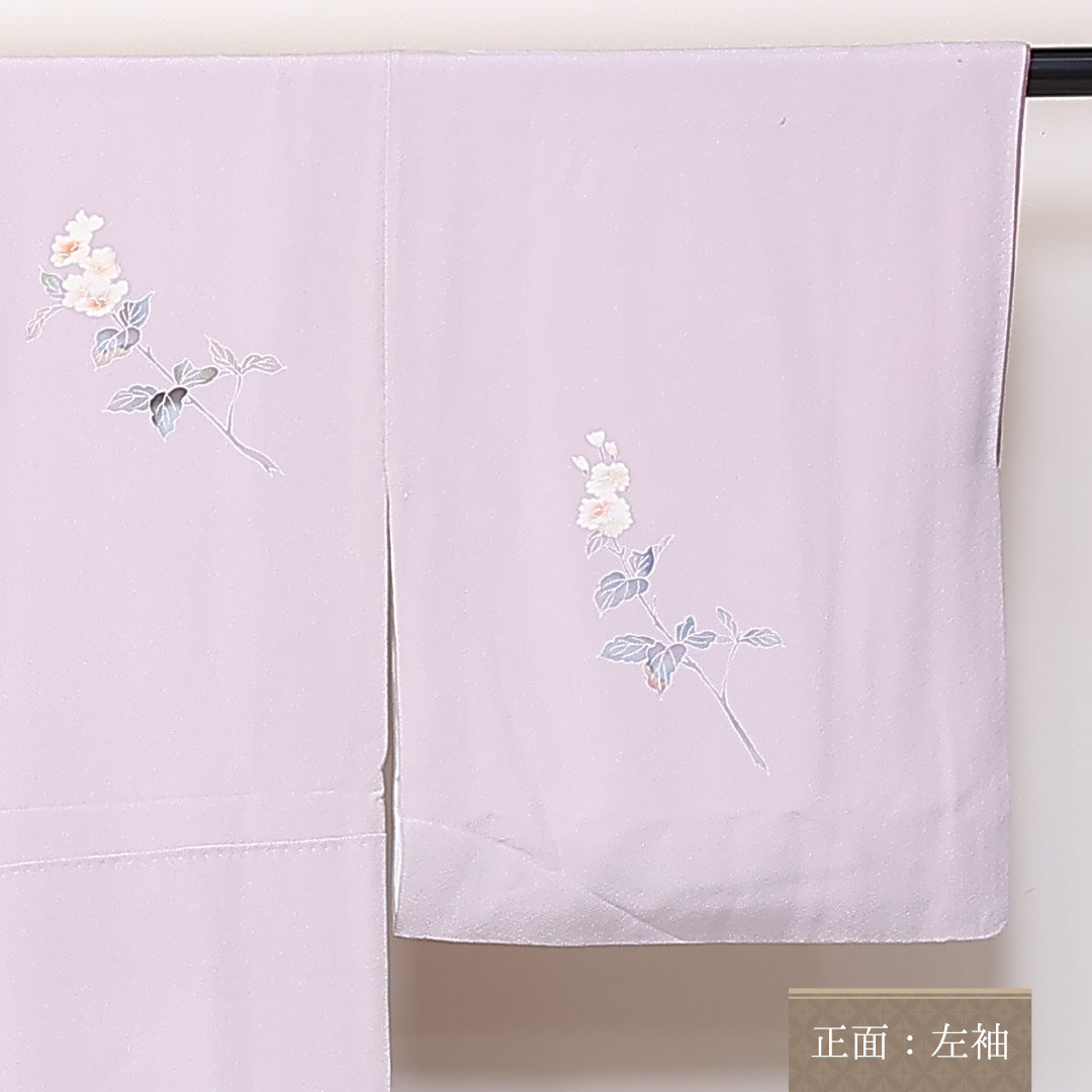 訪問着 袷 身丈154cm 裄63cm 正絹 人物 手描き 桜 作家物 落款 Bランク 1212-00720