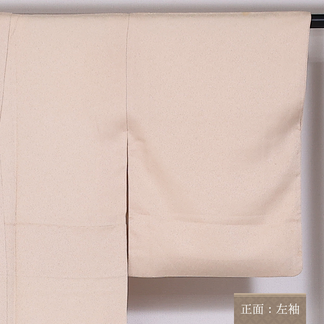 色留袖 一つ紋 身丈151cm 裄丈62cm Cランク 正絹 袷 広衿 S 金駒刺繍 桐 梅 セミフォーマル クリーム系 1211-F0284