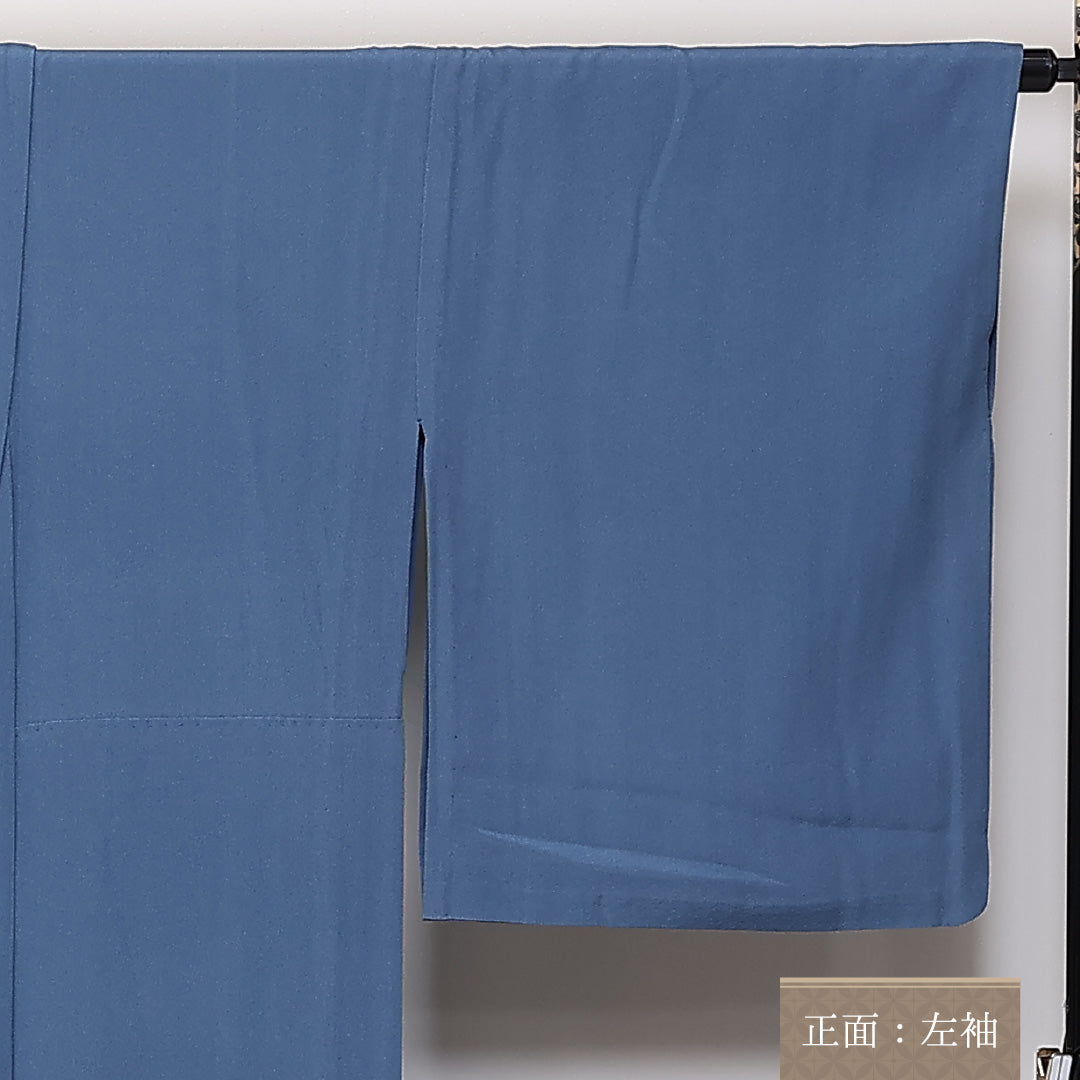 訪問着 単衣 身丈166cm 裄67cm 正絹 一つ紋 波頭 肩当て 居敷当て Cランク 1212-00707