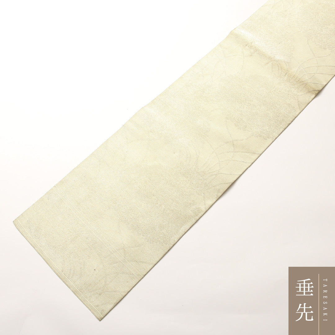新古品 夏物 袋帯 帯丈410cm 全通 セミフォーマル Bランク 正絹 絽 花柄 シック 清楚 クリーム系 1223-01485