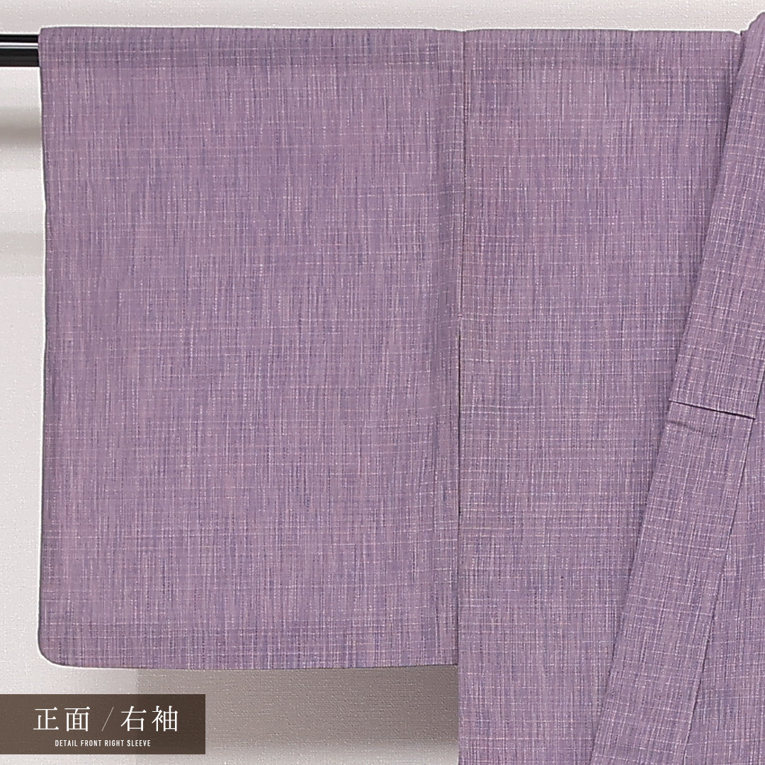 夏物 紬 夏紬 身丈154cm 裄丈62.5cm Bランク 正絹 バチ衿 Sサイズ カジュアル 無地 紫系 素朴 落ち着き 1216-13231