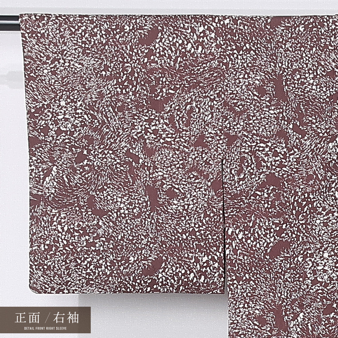 小紋 単衣 身丈148cm 裄丈62cm 正絹 Sランク インフォーマル 広衿 XSサイズ 創作柄 茶系 RP 1221-12349