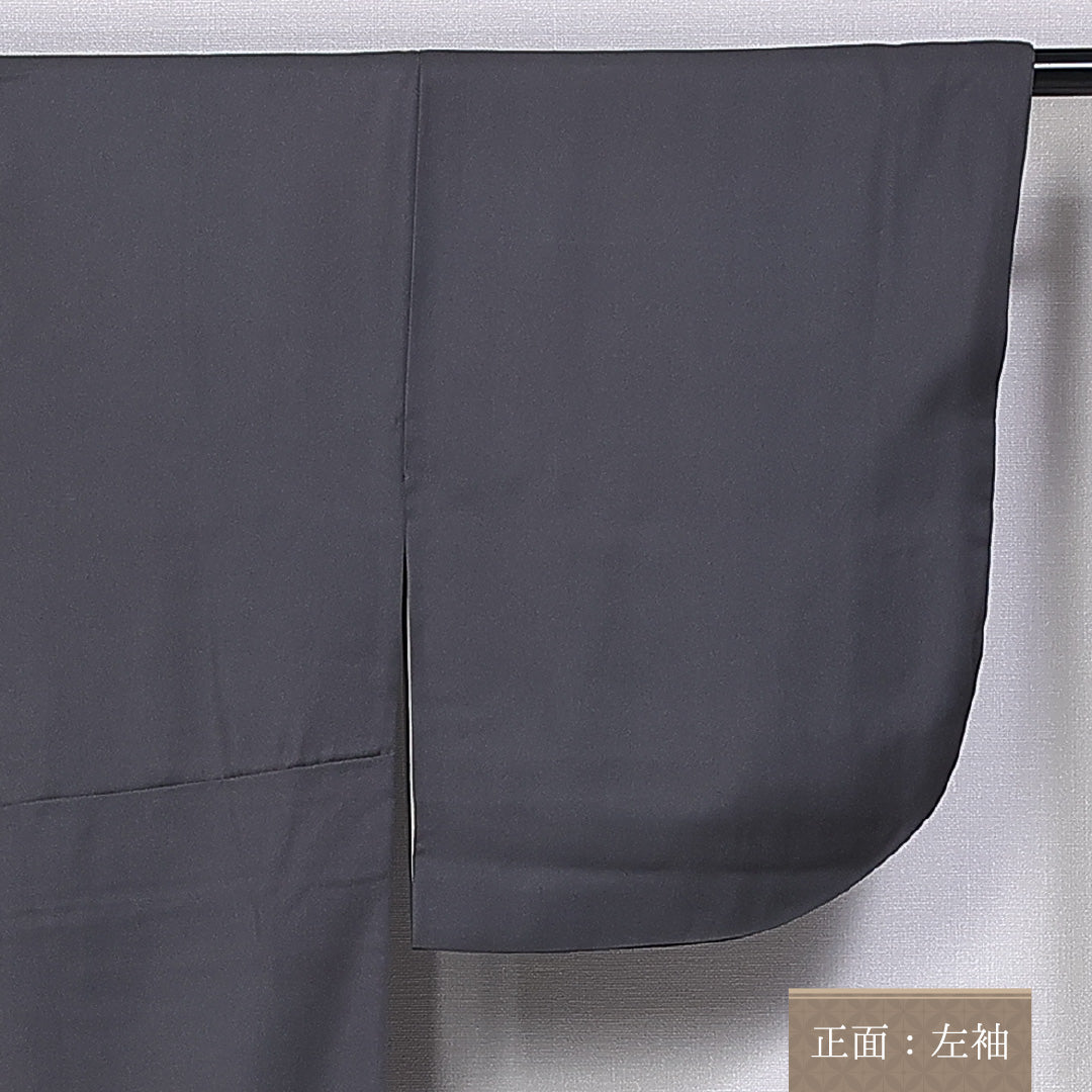 色留袖 一つ紋 丸に違い鷹の羽 身丈166cm 裄丈65.5cm Aランク 正絹 袷 広衿 XL 金駒刺繍 菊 セミフォーマル グレー系 1211-F0301