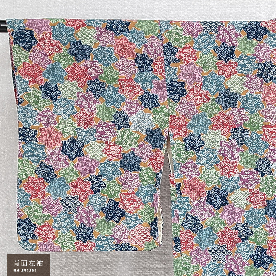 羽織 袷 身丈81cm 裄丈64cm 正絹 Sランク カジュアル Mサイズ 楓 紅葉 多色系 RP 1232-14650