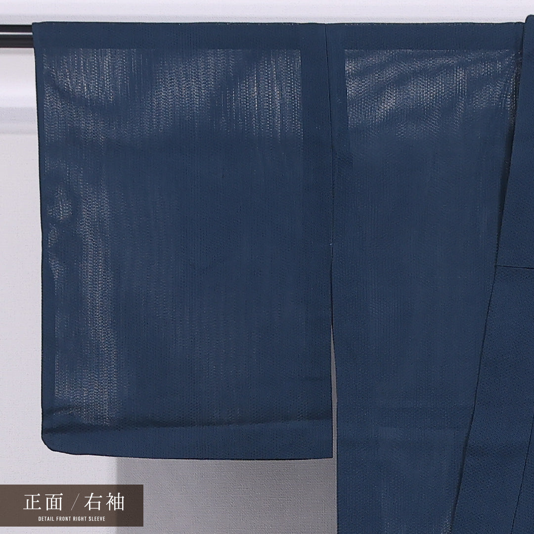 夏物 色無地 紗 身丈154cm 裄丈62cm 正絹 Cランク インフォーマル バチ衿 Sサイズ 無地 紺系 LP 1219-11810