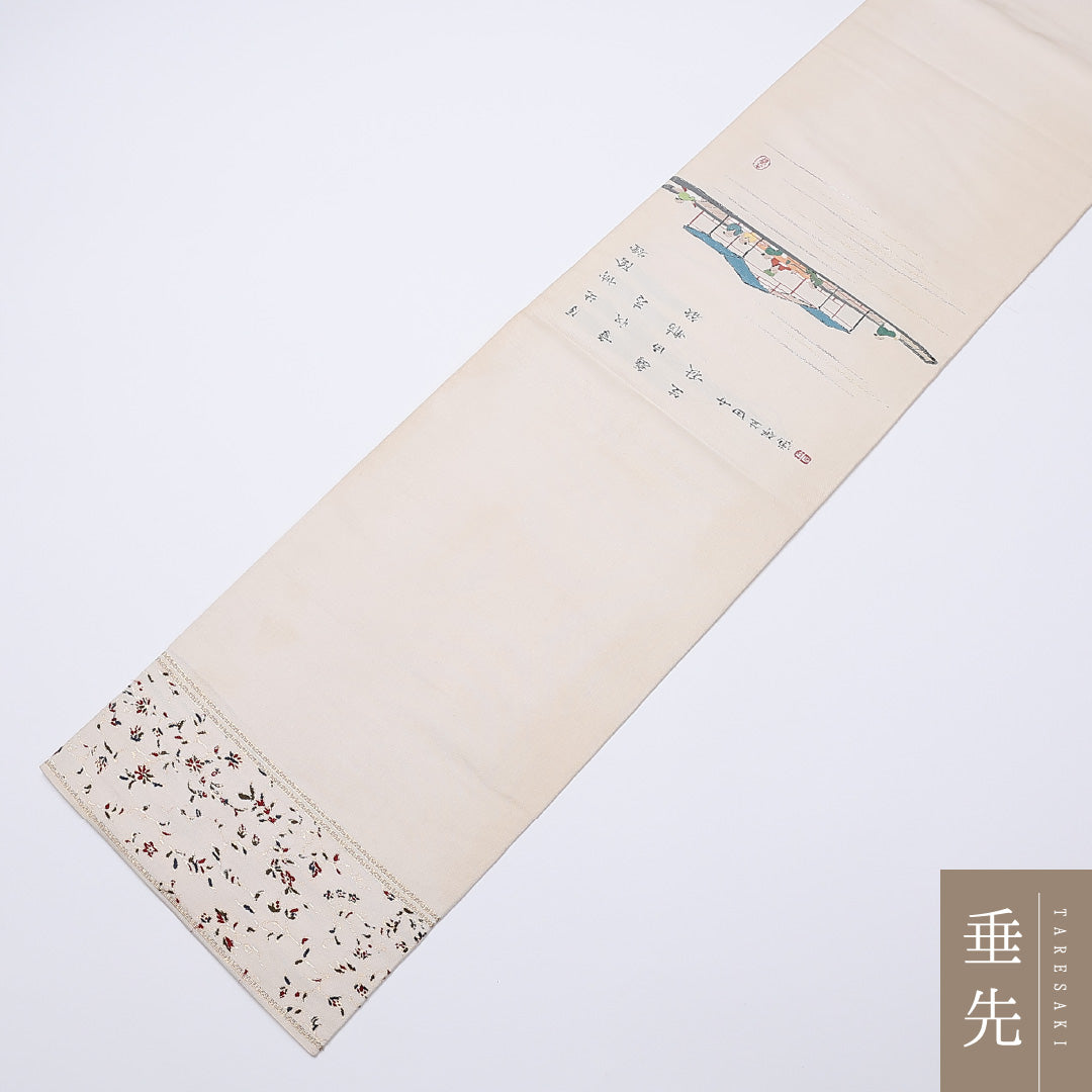 袋帯 龍村平蔵 帯丈436cm 全通 白舫 逸品 カジュアル 落款 白系 正絹 Bランク 1223-00973