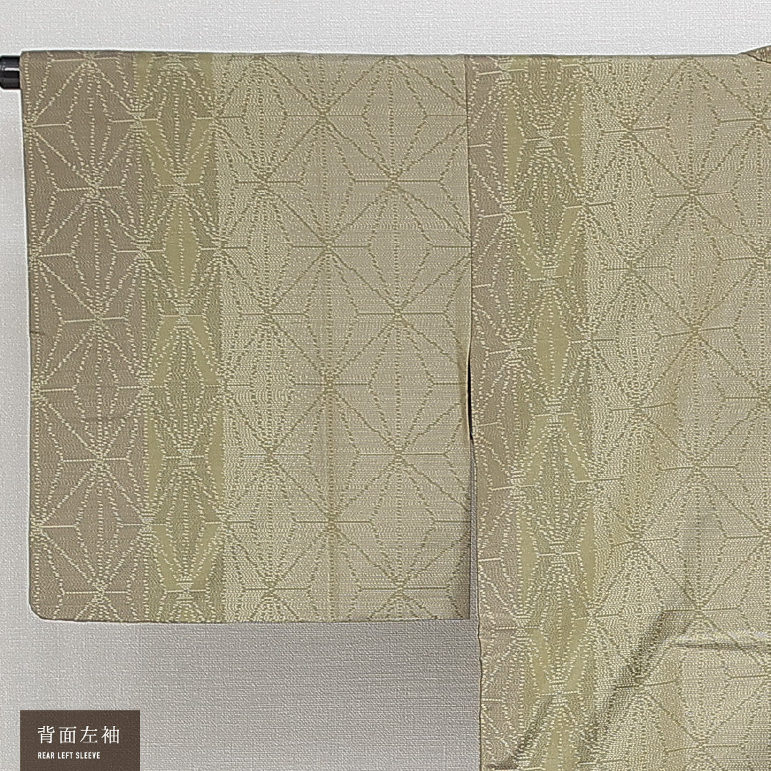 道中着 袷 身丈85cm 裄丈63cm 正絹 Sランク セミフォーマル Sサイズ 麻の葉 緑系 RP 1236-14665