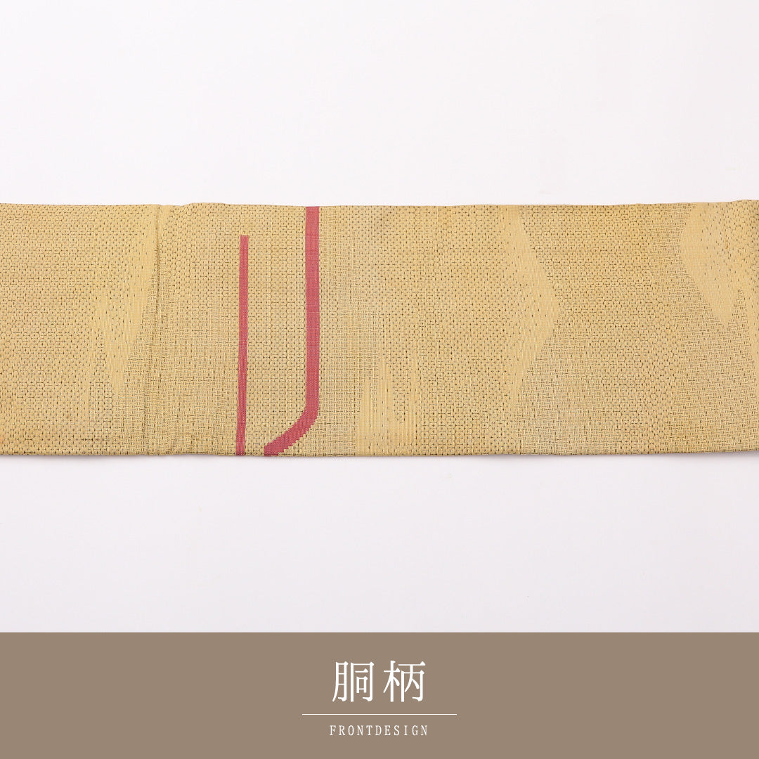 アンティーク 九寸名古屋帯 Aランク 帯丈332cm 正絹 全通 名古屋仕立て 織り 紬 遠山 黄系 LP 1245-02333