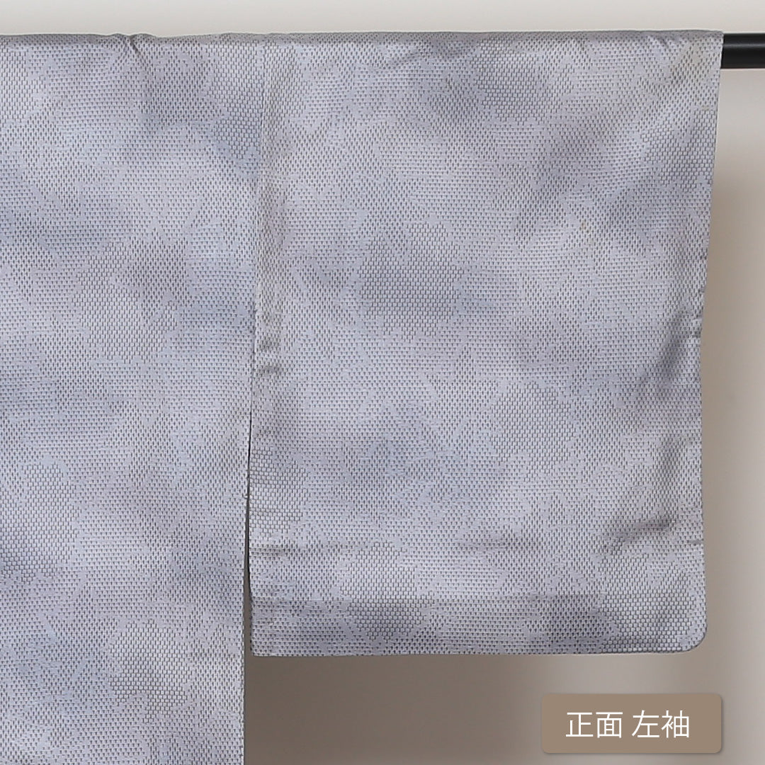 紬 単衣 身丈153cm 裄63cm 正絹 グレー系 Bランク 紅葉 1216-00476-4222