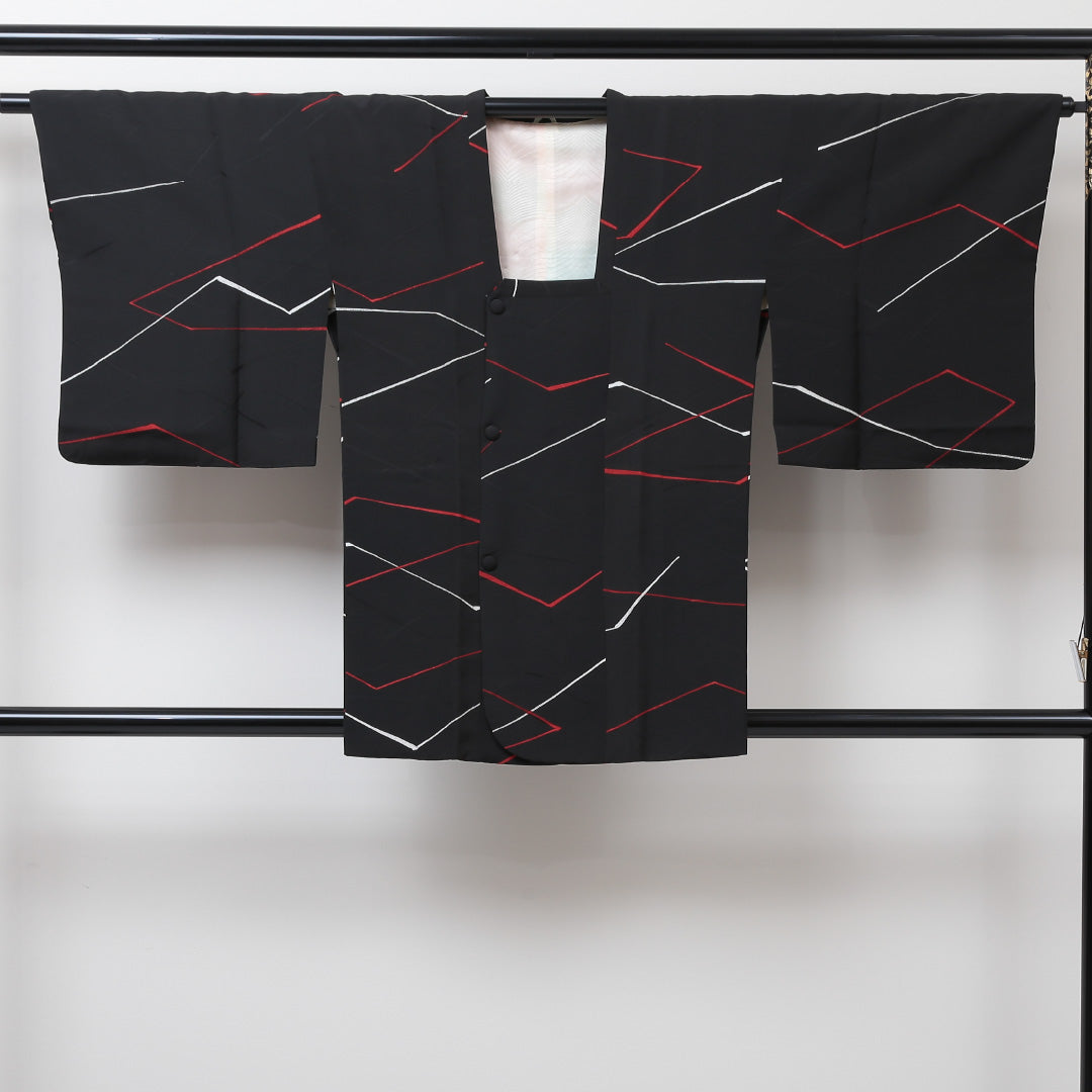 道行コート 身丈83cm 裄丈63cm 正絹 Sランク S 黒系 1217-00394