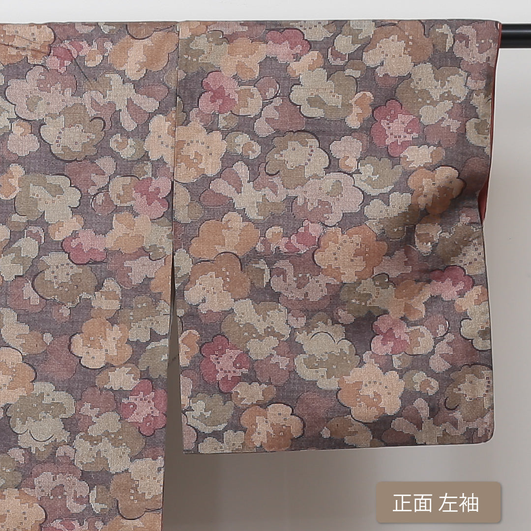 小紋 袷 身丈153cm 裄丈63cm 正絹 Sランク インフォーマル 広衿 Sサイズ 花柄 ピンク系 RP 1221-02908