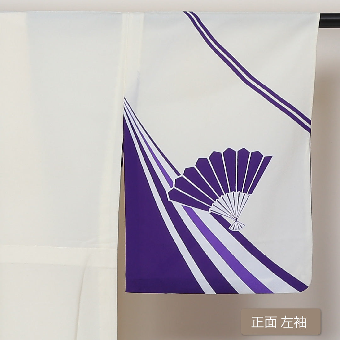 訪問着 単衣 身丈154cm 裄65cm 洗える着物 白系 Aランク 衣装 1212002823211