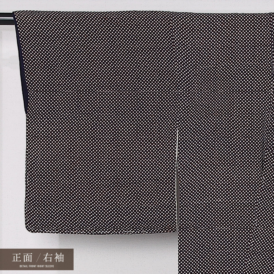アンティーク 小紋 袷 身丈150cm 裄丈62cm 正絹 Aランク 広衿 Sサイズ ドット 紺系 M4 1221-12510