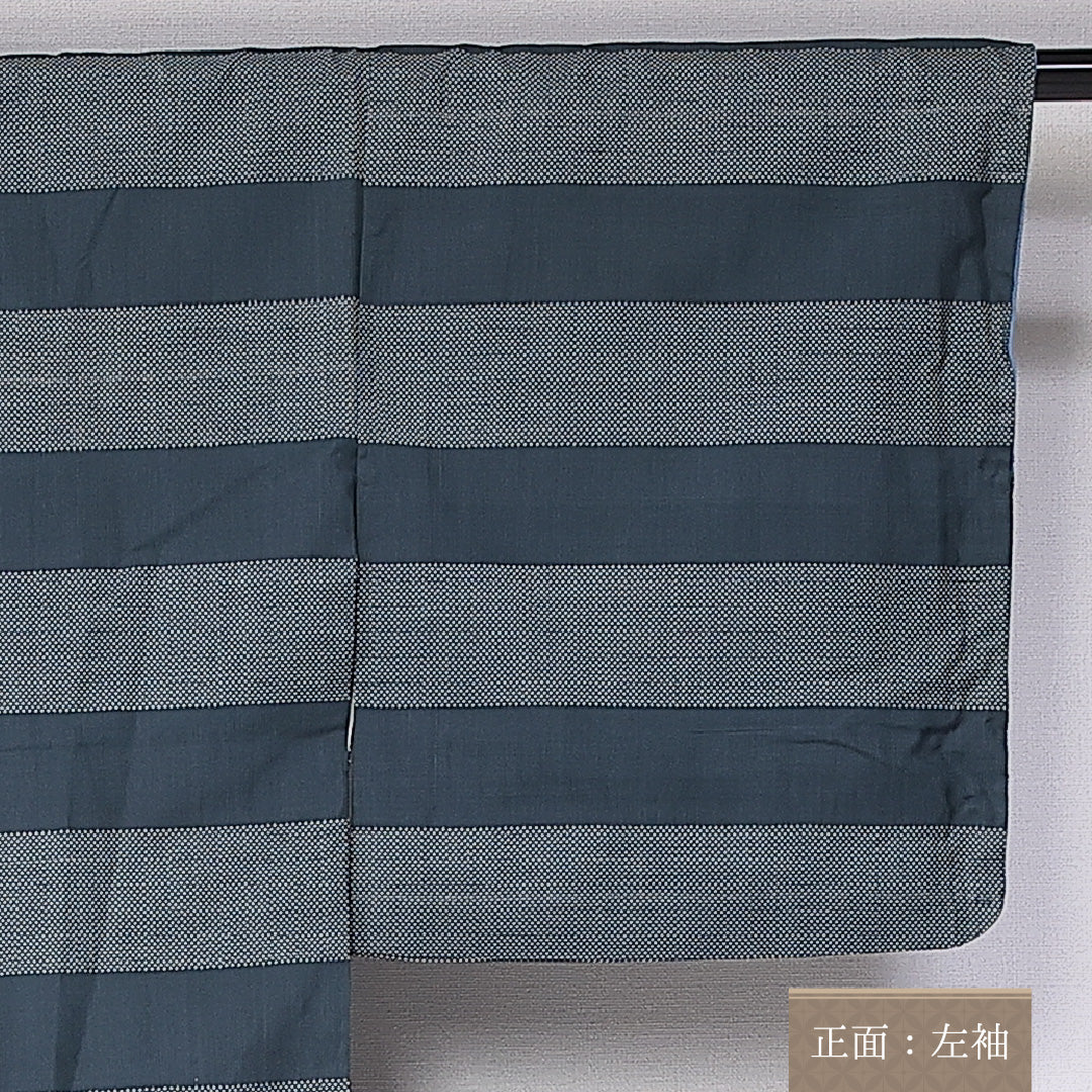 紬 身丈153cm 裄丈63cm S 正絹 Aランク 袷 バチ衿 紬 縞 1216-10916