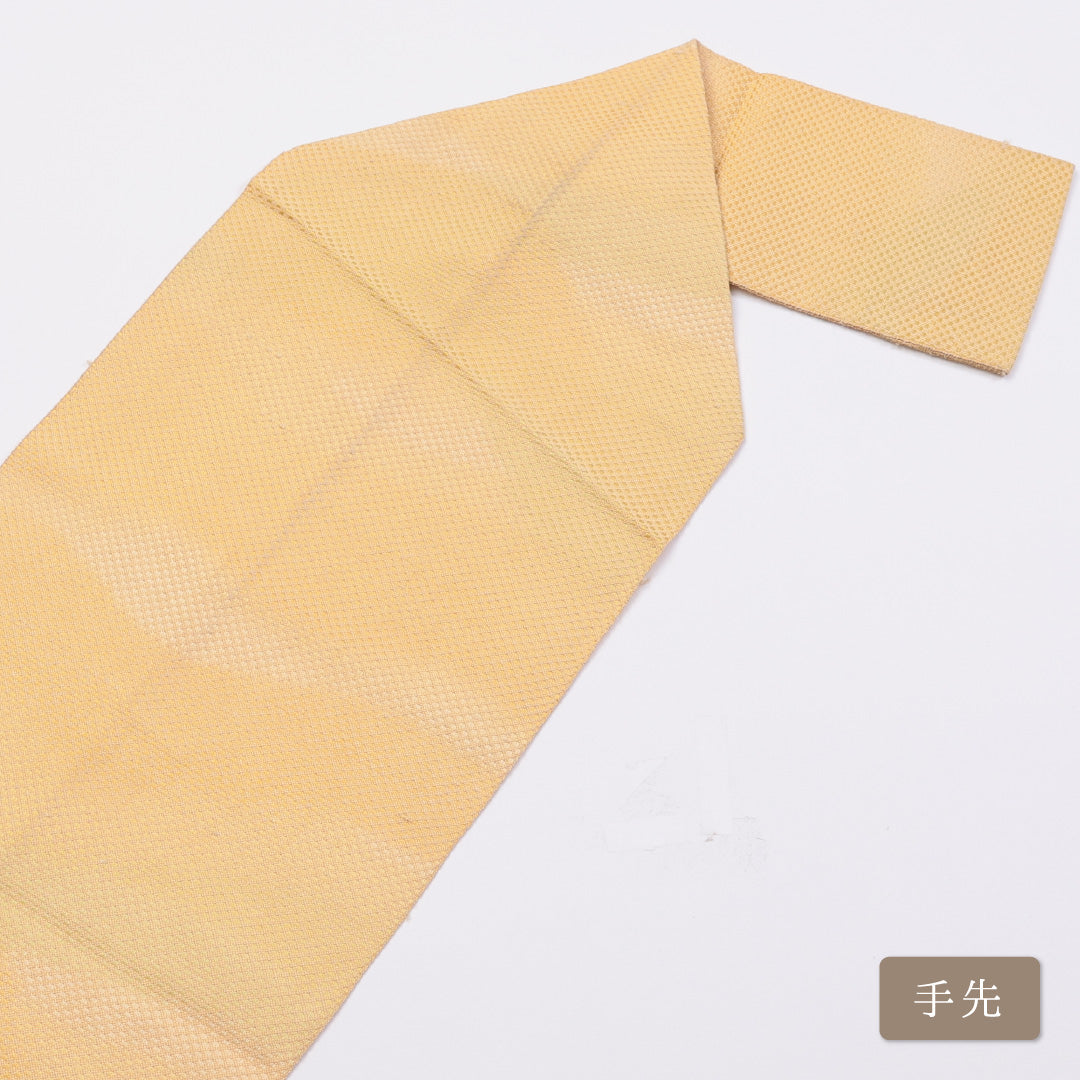 八寸名古屋帯 Cランク 帯丈277cm 正絹 六通 松葉仕立て 織り カジュアル 植物柄 黄系 LP 1245-00885