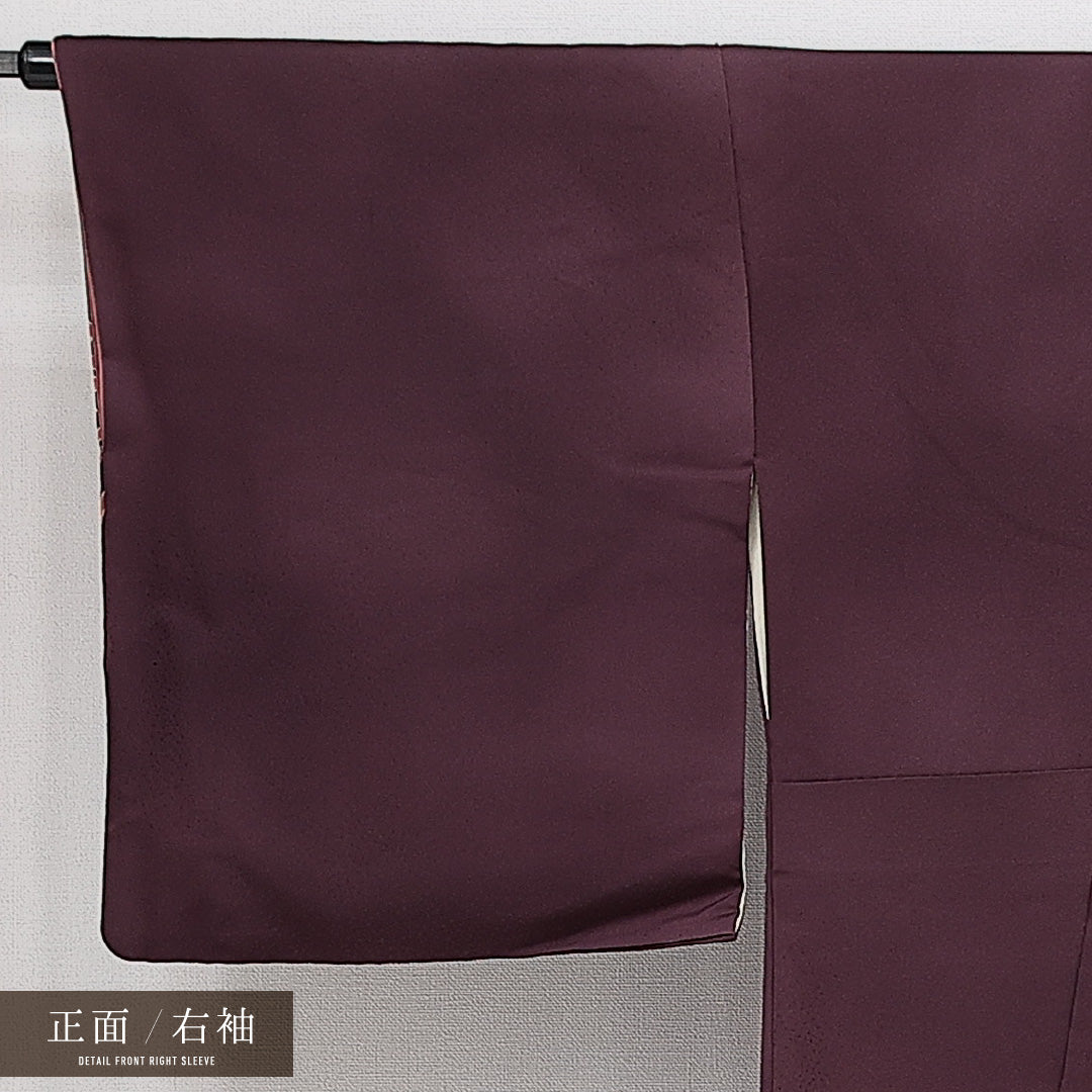 付下げ 袷 身丈161cm 裄丈66cm 正絹 Sランク インフォーマル 広衿 Lサイズ ぼかし染 萩 紫系 RP 1218-14565