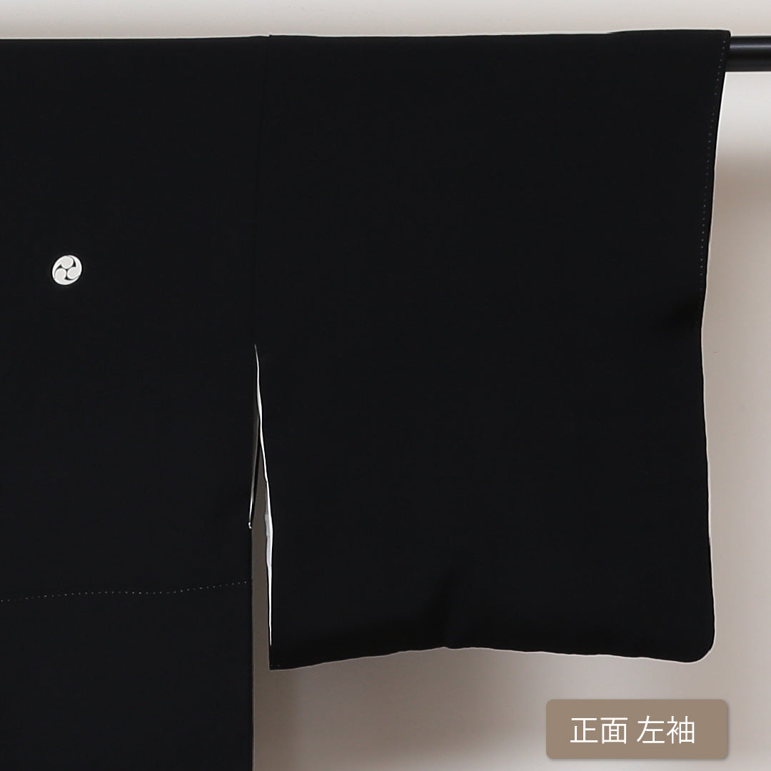 黒留袖 袷 身丈149cm 裄63cm Aランク 五つ紋 正絹 広衿 落款 黒系 1211-00088 1211-00088-3110