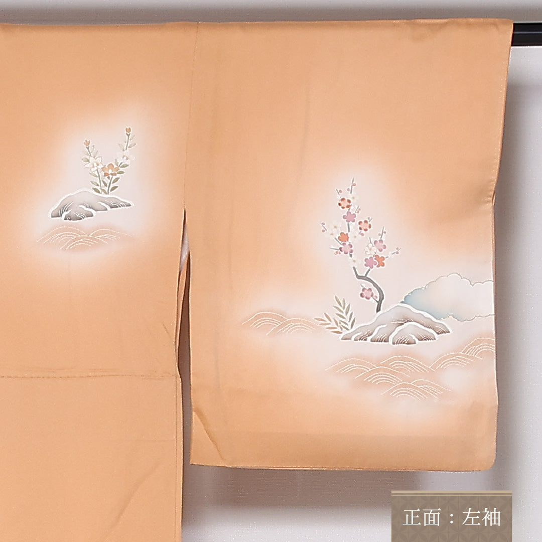 訪問着 袷 身丈159cm 裄65.5cm 正絹 茶屋辻 梅鉢 笠松 Sランク 1212-00779