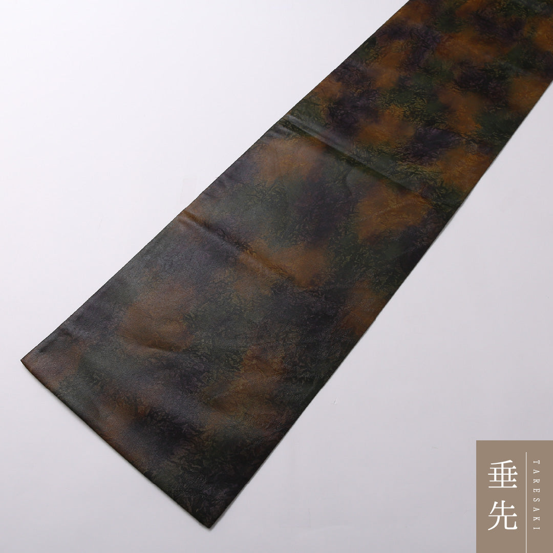 袋帯 帯丈442cm 六通 インフォーマル Sランク 正絹 引箔 創作柄 モダン 淡い 黒系 1223-01682