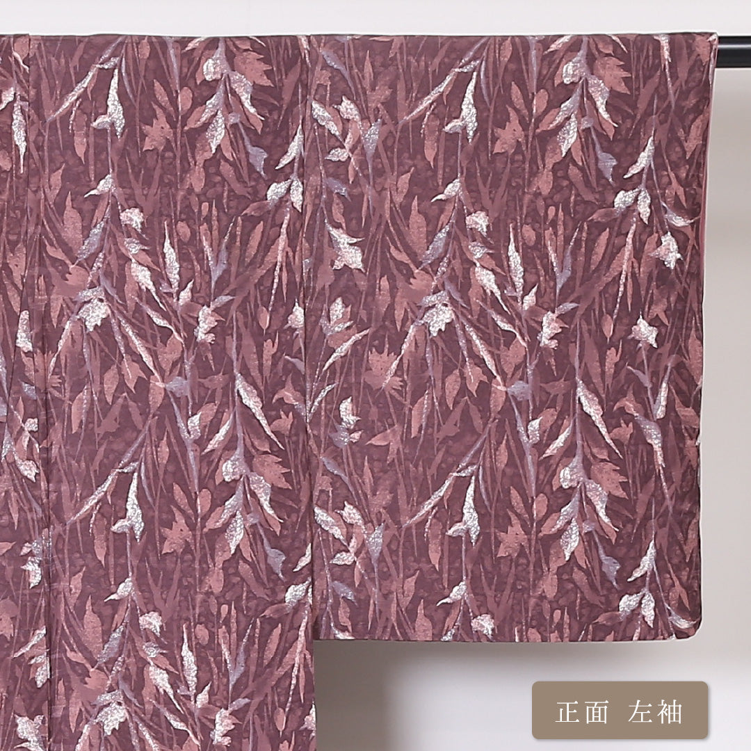 小紋 袷 身丈160cm 裄62.5cm ピンク系 花柄 正絹 Aランク 1215-01944-3413