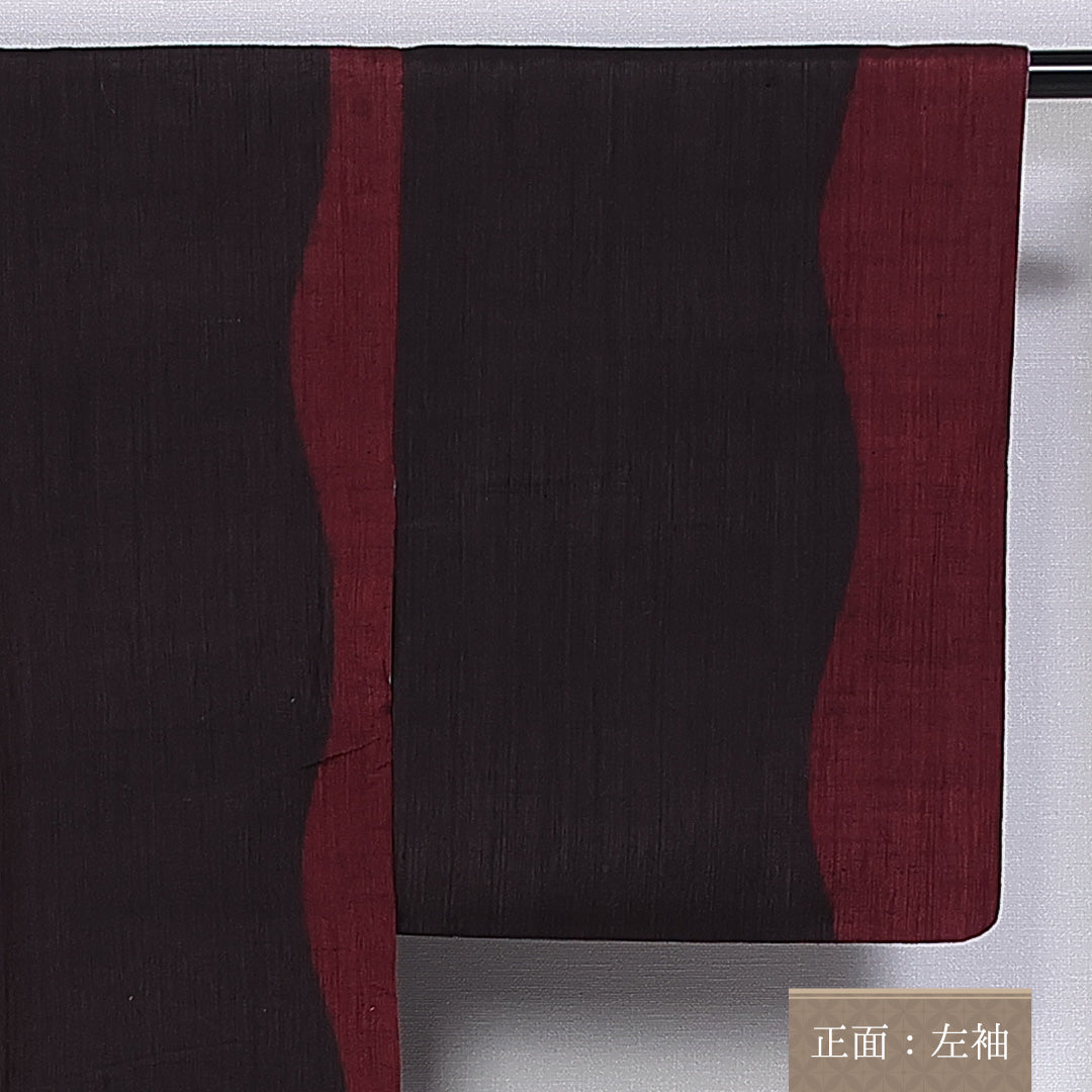 紬 身丈160cm 裄丈63.5cm L 正絹 Aランク 袷 広衿 よろけ縞 真綿紬 1216-10516