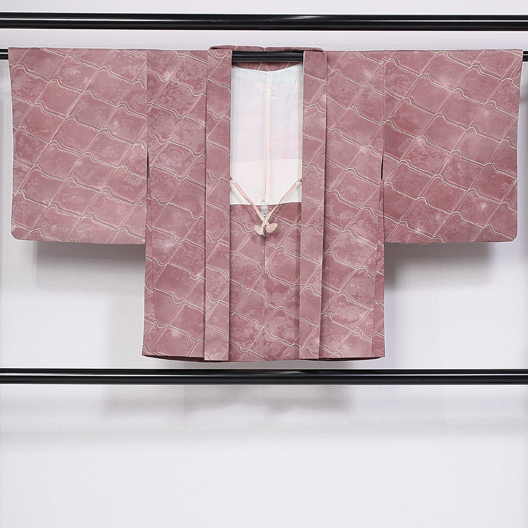 羽織 袷 身丈76cm 裄丈62cm 正絹 Aランク カジュアル Sサイズ ぼかし染 創作柄 ピンク系 HP 1232-10285
