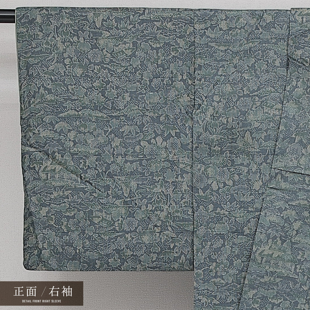 大島紬 袷 身丈151cm 裄丈62cm 正絹 Dランク インフォーマル 広衿 Sサイズ 茶屋辻 青系 HP 1223-14416