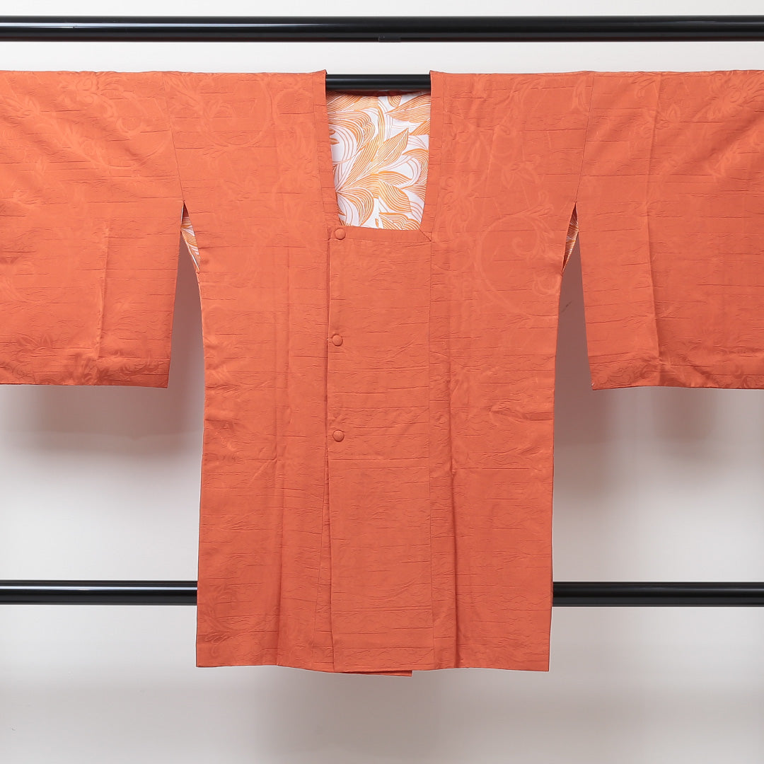 道行コート 身丈89.5cm 裄丈64cm 正絹 Sランク M 朱系 1217-00389
