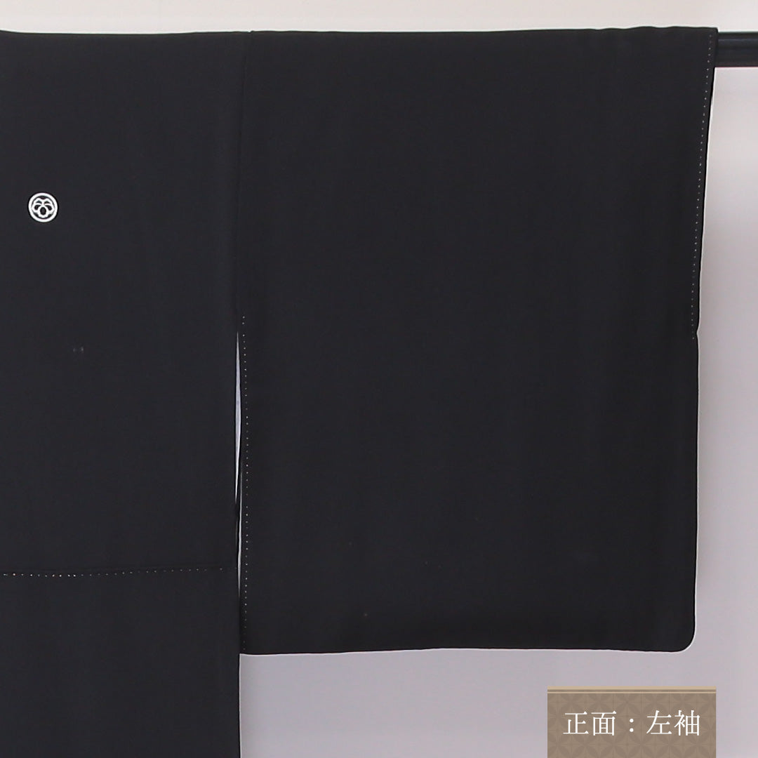 黒留袖 五つ紋 丸に中陰蔦 身丈161cm 裄丈66cm Aランク 正絹 袷 比翼 広衿 L 落款 金彩 京洛百景 京友禅 フォーマル 黒系 1211-F0231