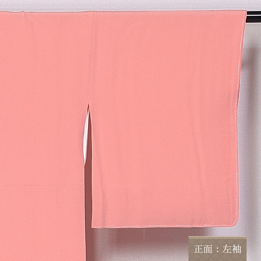 色無地 身丈164cm 裄丈67cm 正絹 Sランク 袷 一つ紋 桔梗 広衿 ちりめん 地紋なし しつけ糸 1214-10349