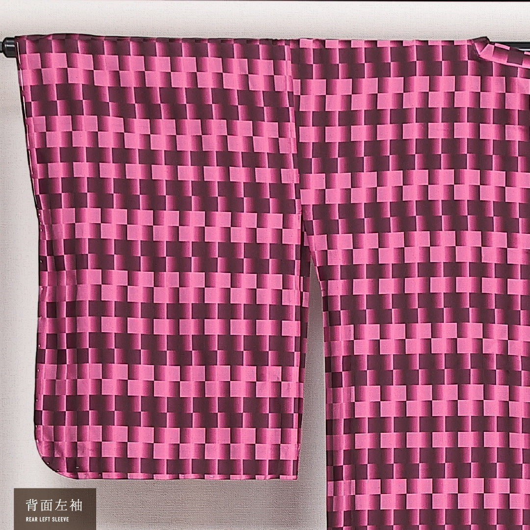 未使用品 道行コート 単衣 身丈135cm 裄丈65cm 正絹 Nランク カジュアル Mサイズ ポケットあり しつけ糸 ピンク系 M4 1237-13894