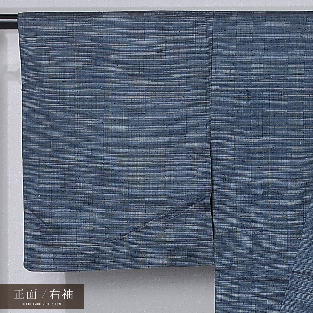 紬 単衣 身丈156cm 裄丈63cm 正絹 Aランク カジュアル 広衿 Mサイズ 創作柄 紺系 RP 1223-12266