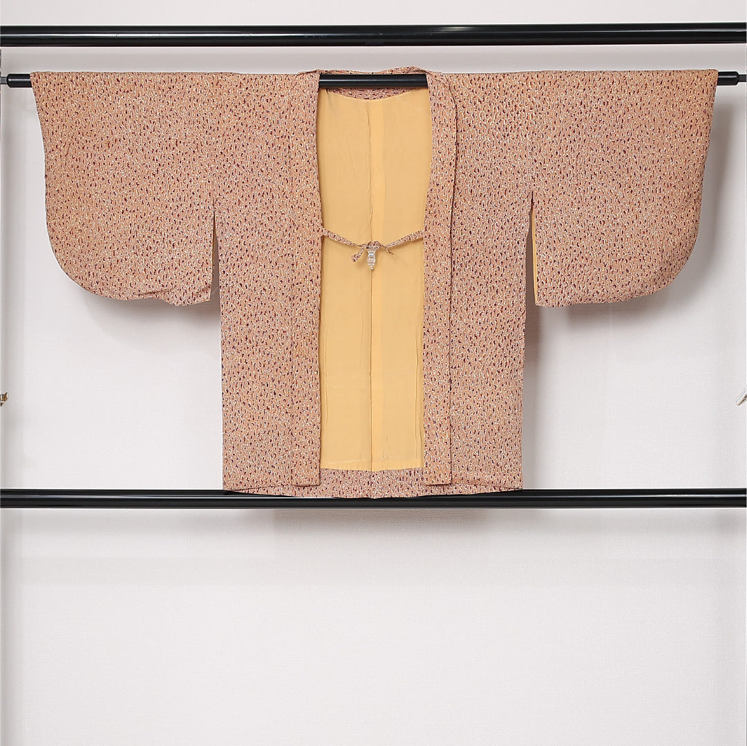 羽織 袷 身丈78cm 裄丈63cm 正絹 Aランク カジュアル Sサイズ 紐あり 創作柄 茶系 HP 1232-12725
